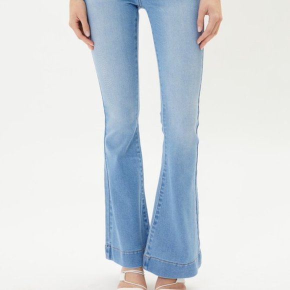 NEW KANCAN DENIM FLARE BOHEMIAN HIGH RISE JEANS size 15/31 slenderizing boho - Picture 3 of 6